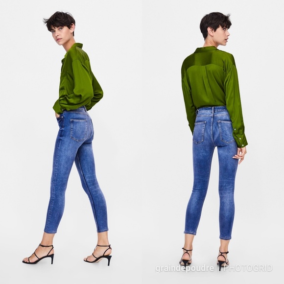 Zara Premium High Waist Bi Stretch Blue Jeans 38 6 - Picture 2 of 4